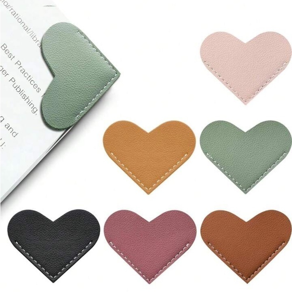 Heart-Shaped Leather Bookmark Set of 2 - Various Colors